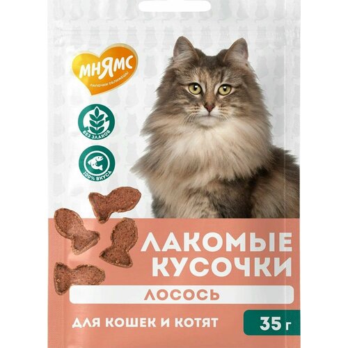 Мнямс лакомство для кошек и котят кусочки из лосося 3 шт по 35 г