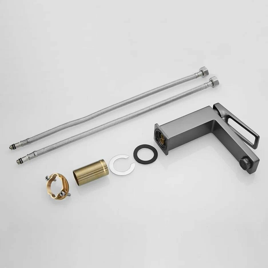 Смеситель для раковины SHEVANIK S6801T, латунь, гибкая подводка, высота излива 105мм — фото 1