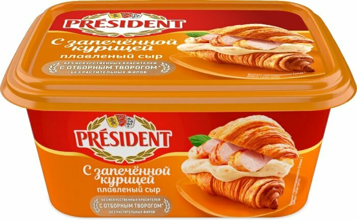 Сыр плавленый President с запеченной курицей 45% 400г