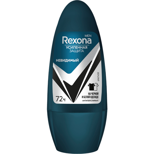 Дезодорант-антиперспирант роликовый мужской REXONA Невидимый на черном и белом, 50мл дезодорант стик rexona невидимый на черном и белом 50 мл