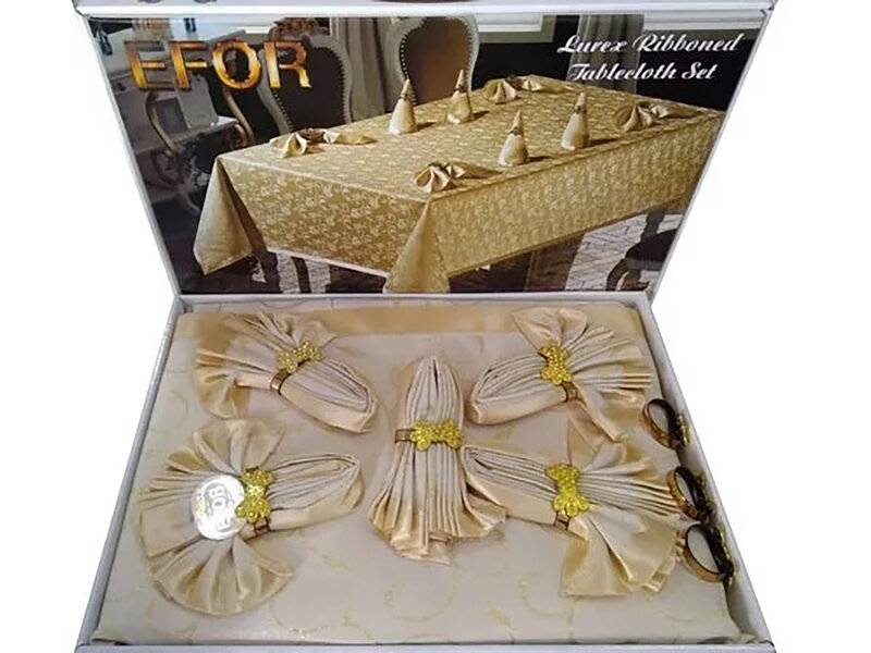 фото EFOR Скатерть Kurdeleli цвет: золотой (160х220 см)
