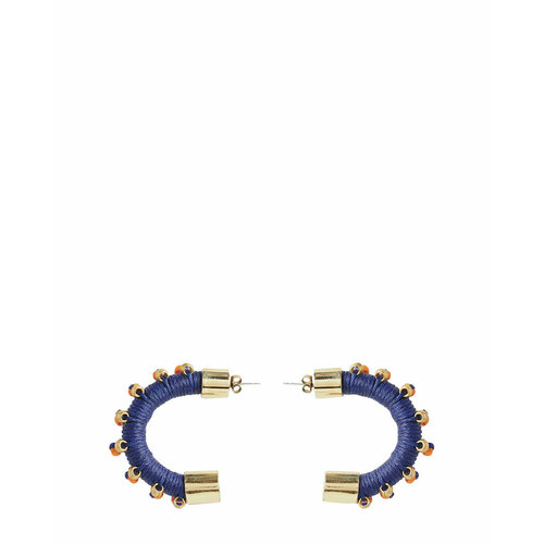 Серьги пусеты Pichulik, размер 45 мм, синий/золотой