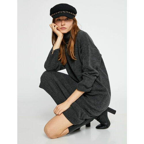 фото Платье koton, размер 42, серый, черный