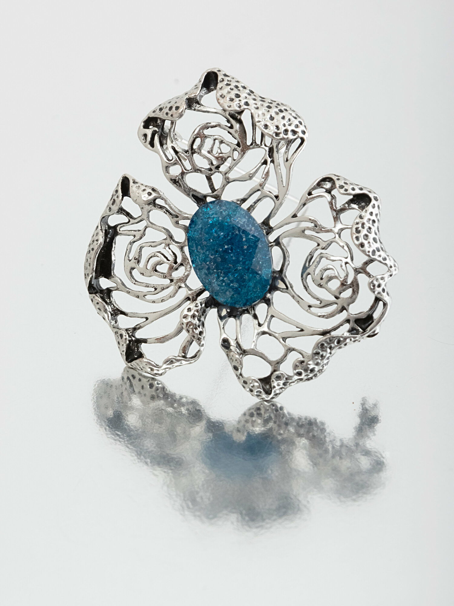 Брошь ЖемАрт, кристалл, голубой — фото 1