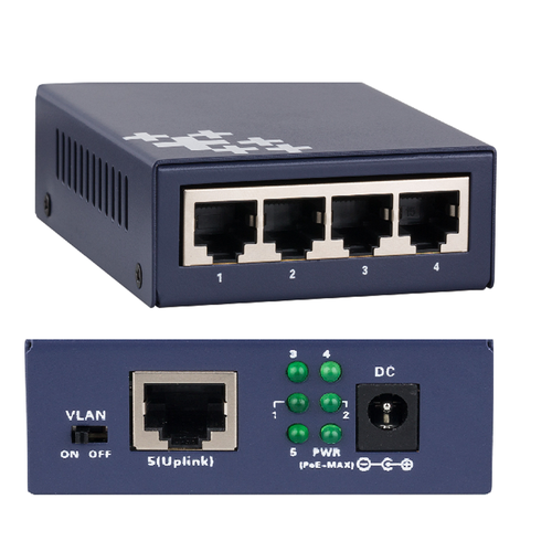 HTV-POE3004 компактный коммутатор 5 портов 10100 мбитс PoE 1-4 Uplink 5 430000₽