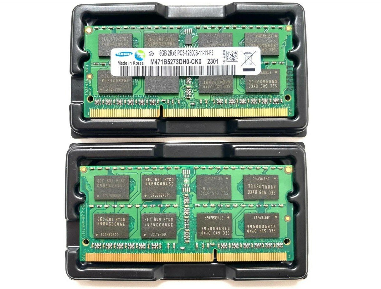 2шт - Оперативная память для ноутбука Samsung DDR3 8GB PC3L 1.3V 1600Мгц