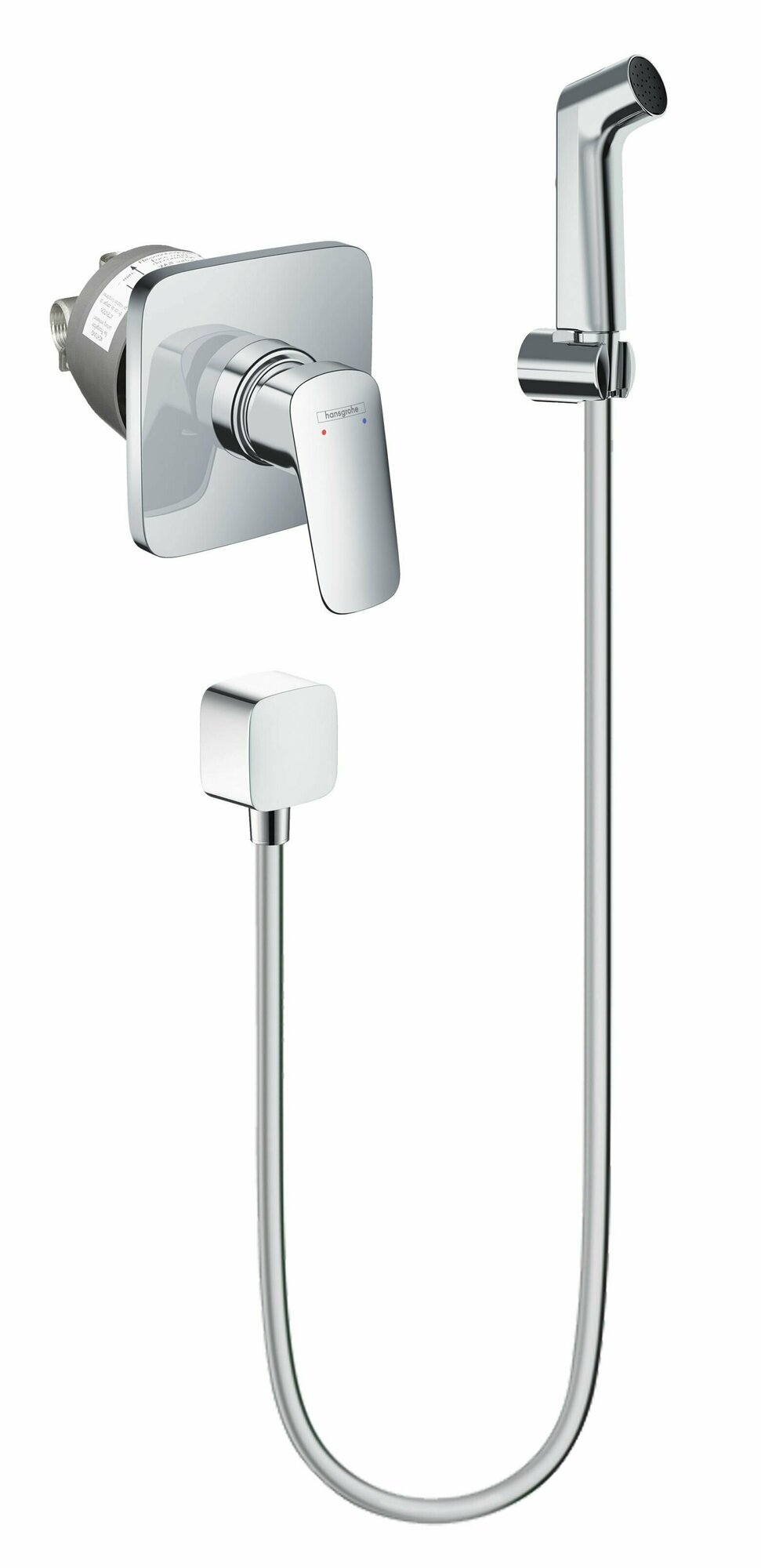 Гигиенический душ Hansgrohe Logis Cube, встроенная часть в комплекте, хром