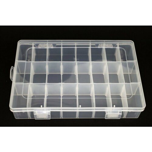 Контейнер для мелочей прямоугольный 24 ячейки 19,5х13х3,7см, пластиковый, съемные перегородки, 1005-054, 1шт