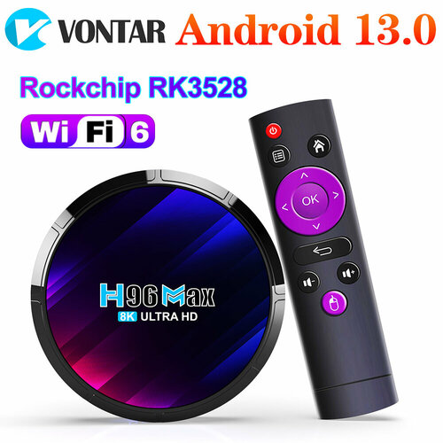 Смарт ТВ Приставка H96 MAX RK3528 Андроид 130 Rockchip 3528 С Двойным Wi-Fi Wifi6 BT50 и Bluetooth 4K Сетевой Плеер 2Гб16Гб 395000₽