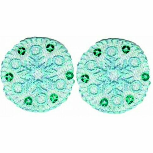 Термоаппликации HKM Button mit Schneeflocke hellblau, 2 шт 3,5 х 2,5 см 0,125 см HKM 33236/SET