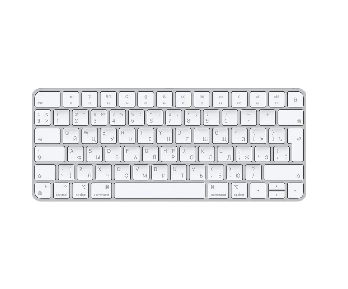 Игровая беспроводная клавиатура Apple Magic Keyboard 2021 (MK2A3RS/A) Blue Switch, белый/серебристый, английская/русская (ISO), 1 шт.