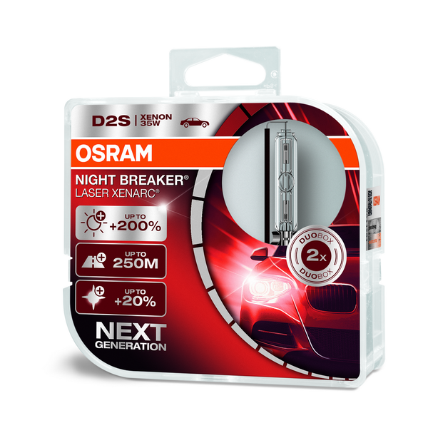 OSRAM 66240XNLHCB комплект ламп d2s 85v 35w p35d-2 xenarc night breaker laser +200% больше света 2шт.(1к-т)