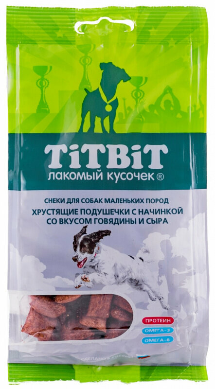 Titbit хрустящие подушечки со вкусом говядины и сыра для собак мелких пород 95 гр