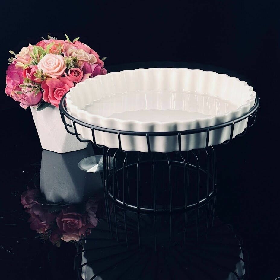 Блюдо на подставке Lenardi 27.5см, фарфор, металл