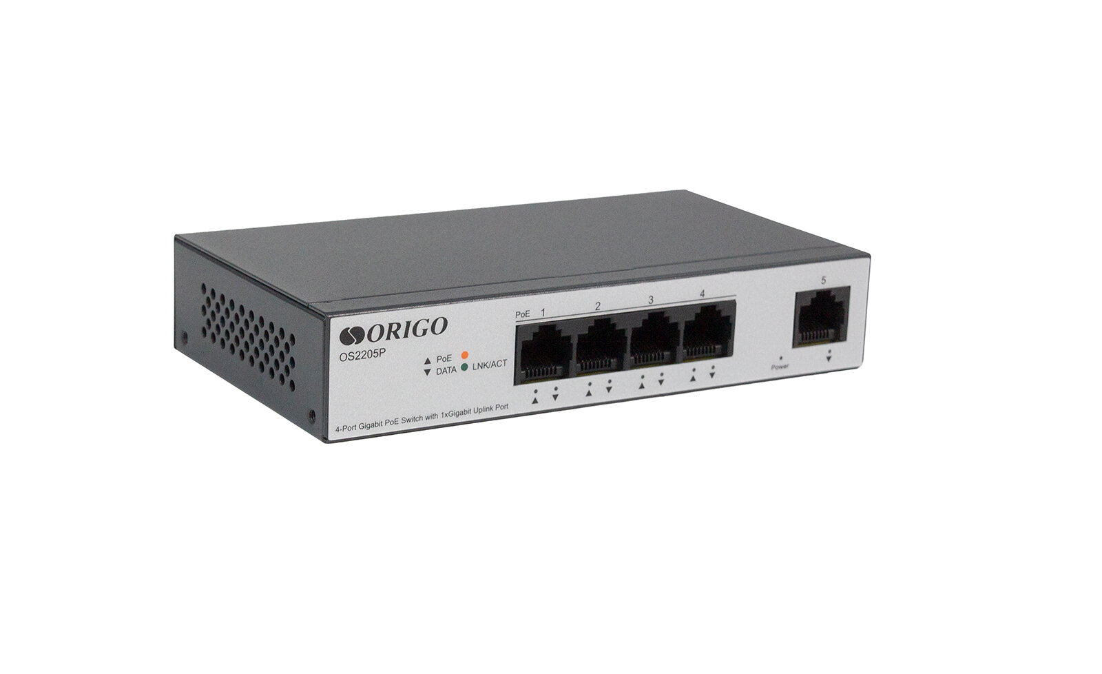 Неуправляемый PoE-коммутатор ORIGO OS2205P/60W, 4x1000Base-T PoE+, 1x1000Base-T, PoE-бюджет 60 Вт