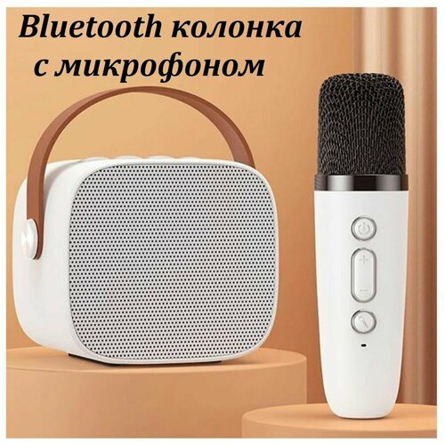 Мини Bluetooth колонка с микрофоном Беспроводной портативный динамик для караоке белый 162900₽
