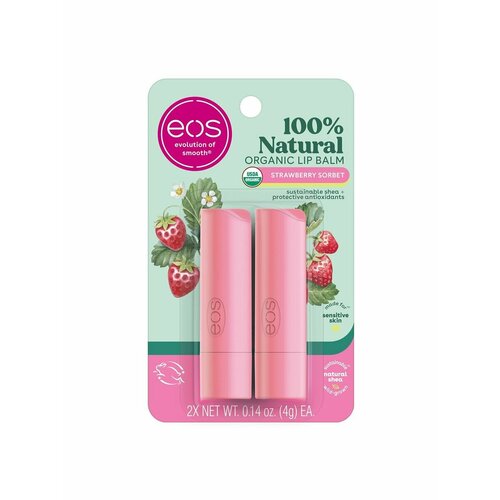 Бальзам для губ Lip Balm Coconut Strawberry Sorbet eos бальзам для губ organic apricot 1 шт eos бальзамы для губ