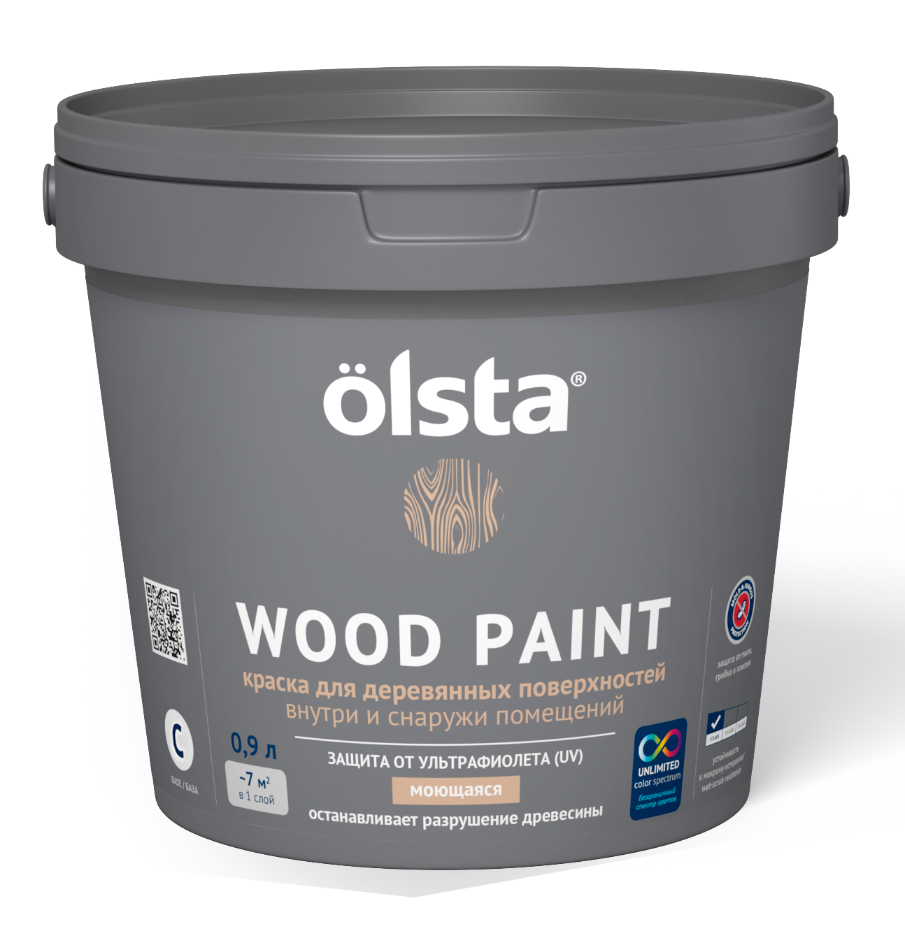 Краска для деревянных поверхностей Olsta Wood paint База C 0,9 л (только под колеровку)