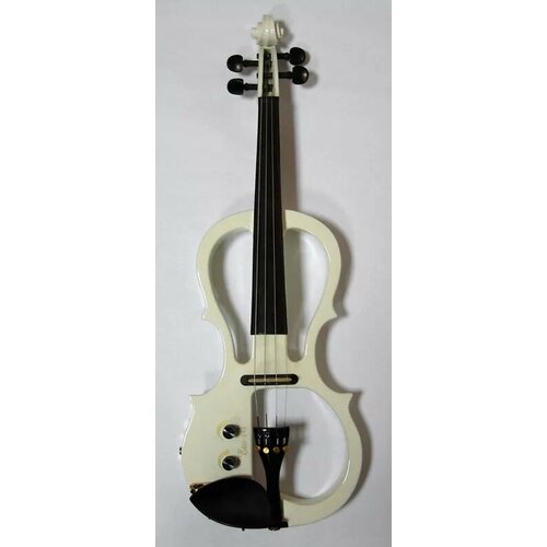 MEV1509 4/4 высококачественная электроскрипка цвет-белый, в комплекте мостик, ремень, канифоль, футляр