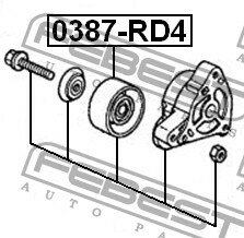 Ролик-натяжитель ручейкового ремня, 0387RD4 FEBEST 0387-RD4