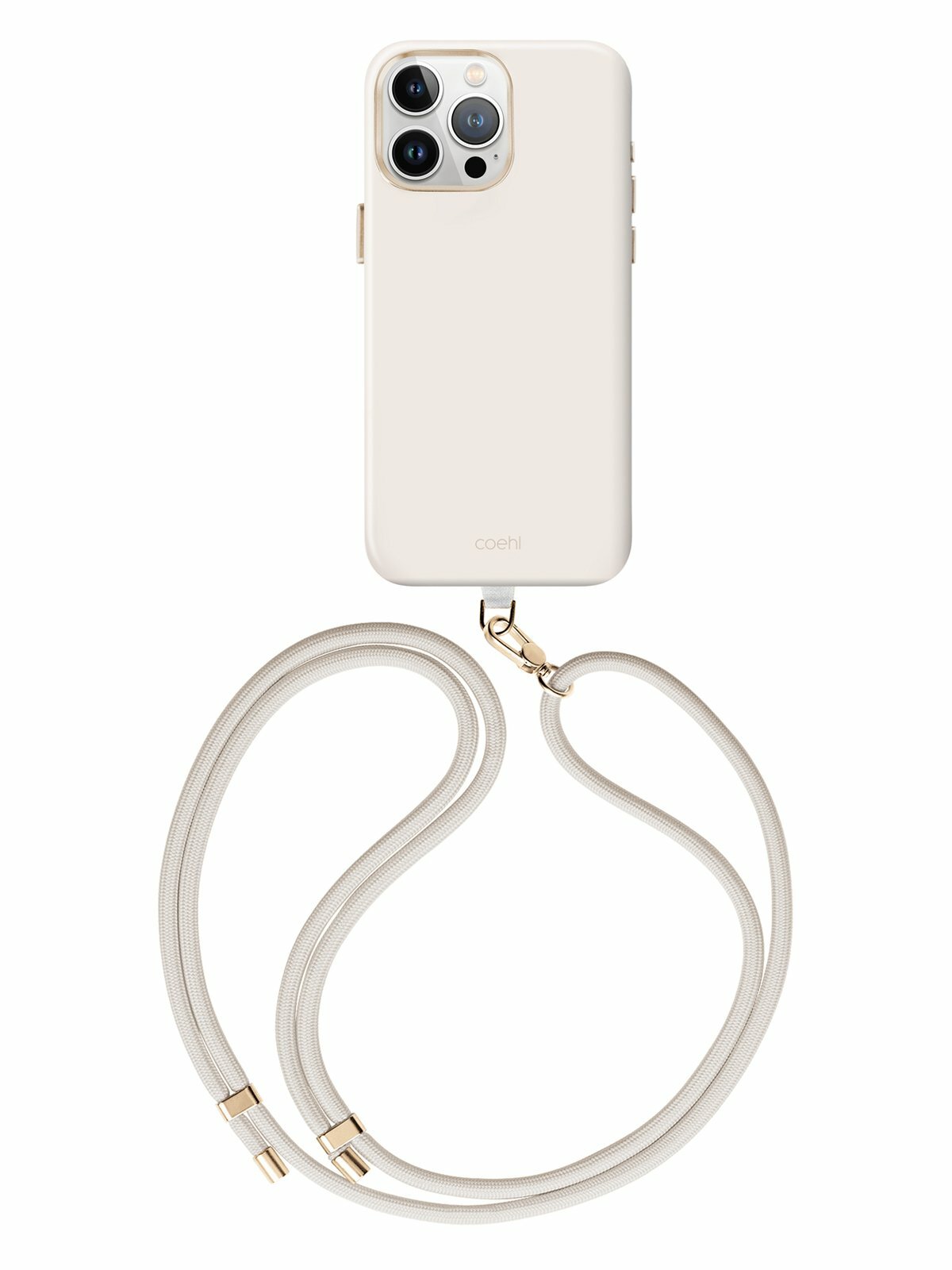 Uniq для iPhone 15 Pro Max чехол COEHL CREME Liquid silicone with Strap Ivory (MagSafe)