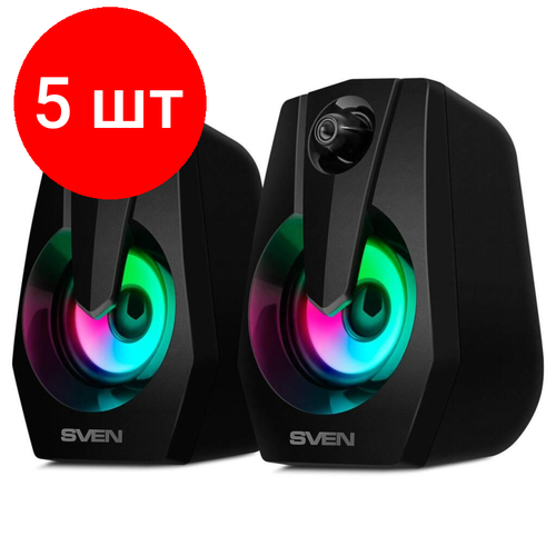 Комплект 5 штук, Колонки 2.0 Sven АС SVEN 370, черный, 6 Вт, питание USB (SV-020552) колонки sven sps 619 черный sv 011277