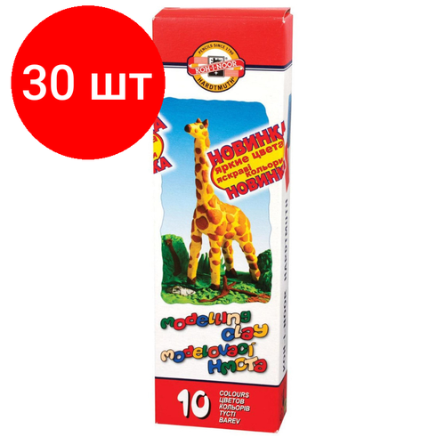 Комплект 30 наб, Пластилин KOH-I-NOOR Жираф 10цв/наб 200г картон. упак. 013150400000RU