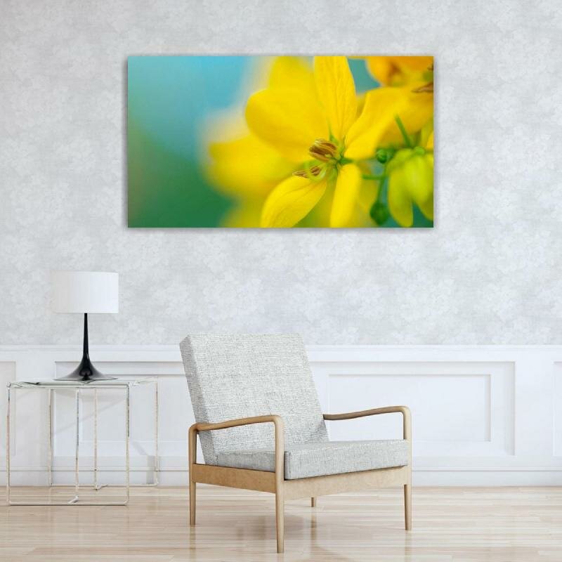 Картина на холсте 60x110 LinxOne "Цветок, растение, лепестки, желтые" интерьерная для дома / на стену / на кухню / с подрамником