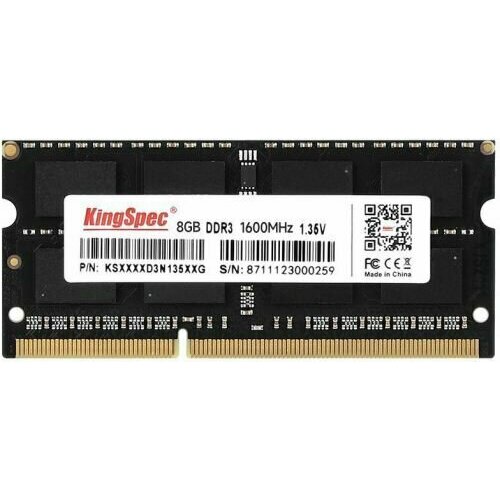 Модуль памяти SODIMM DDR3 8GB KINGSPEC KS1600D3N13508G 1600MHz PC3-12800 CL11 204-pin 135В RTL 140800₽