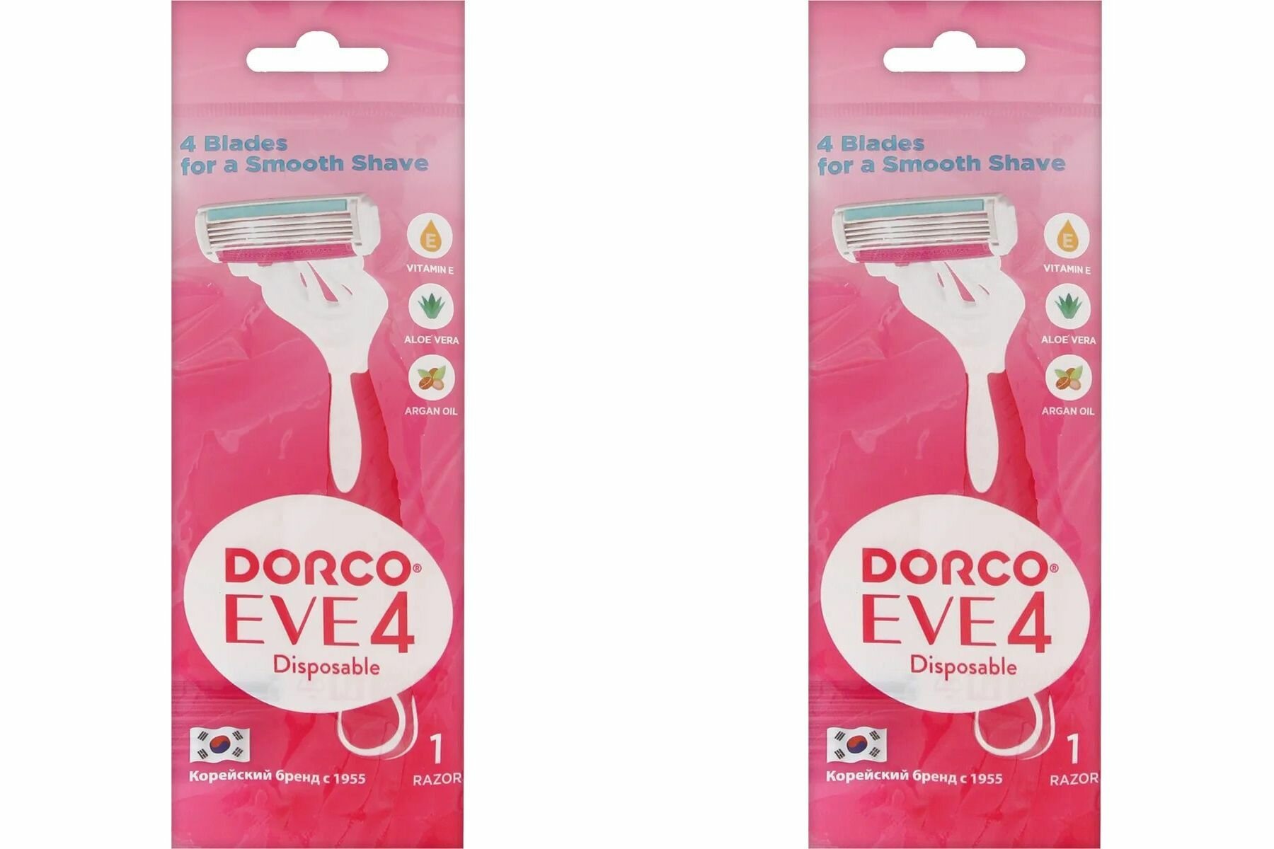 DORCO EVE SHAI Vanilla 4 Одноразовый станок для битья с 4 лезвиями, женский, с увлажняющей полоской, 1 шт. в уп, 2 уп.