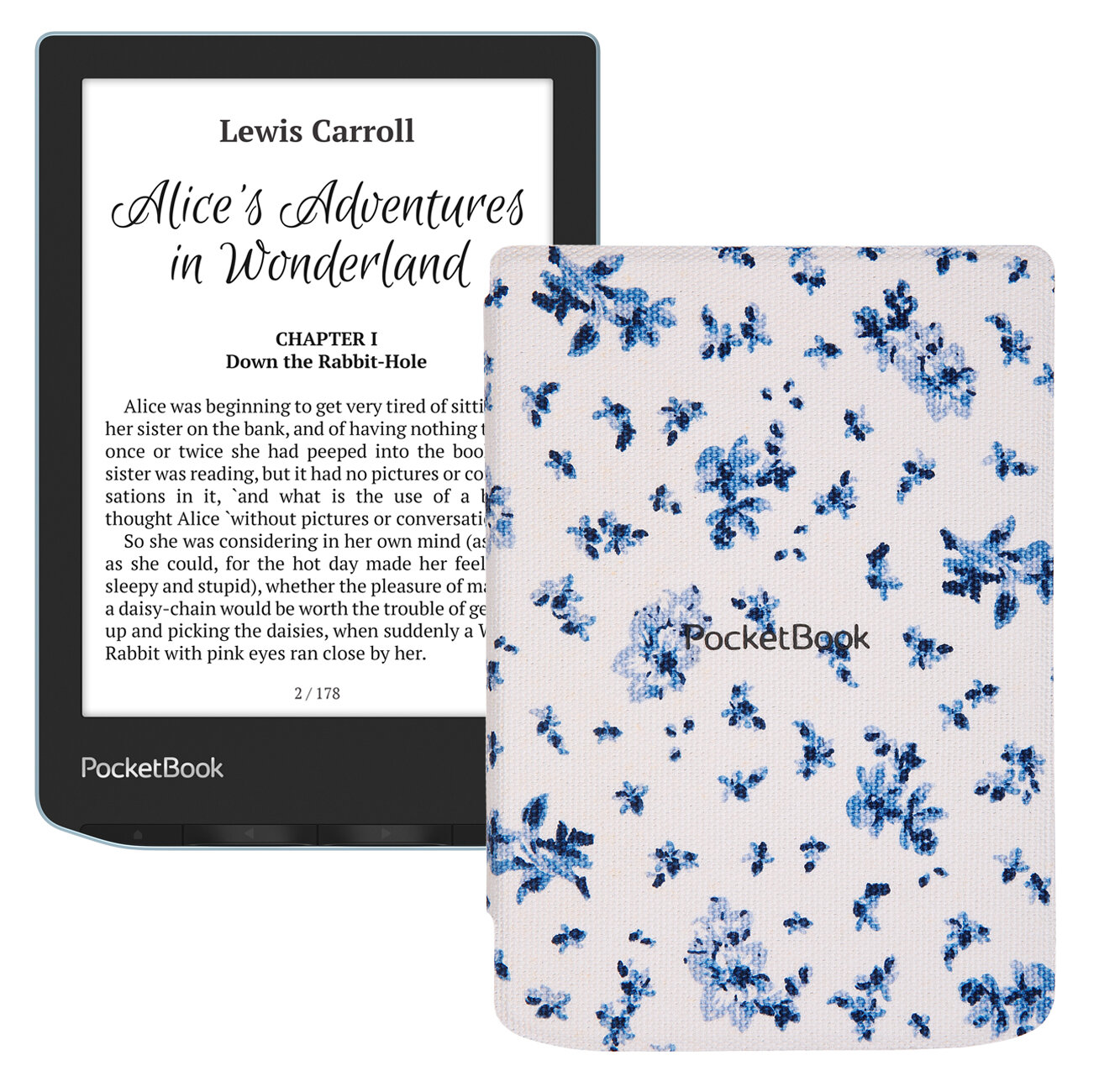 Электронная книга PocketBook 629 Verse голубой с обложкой Flower