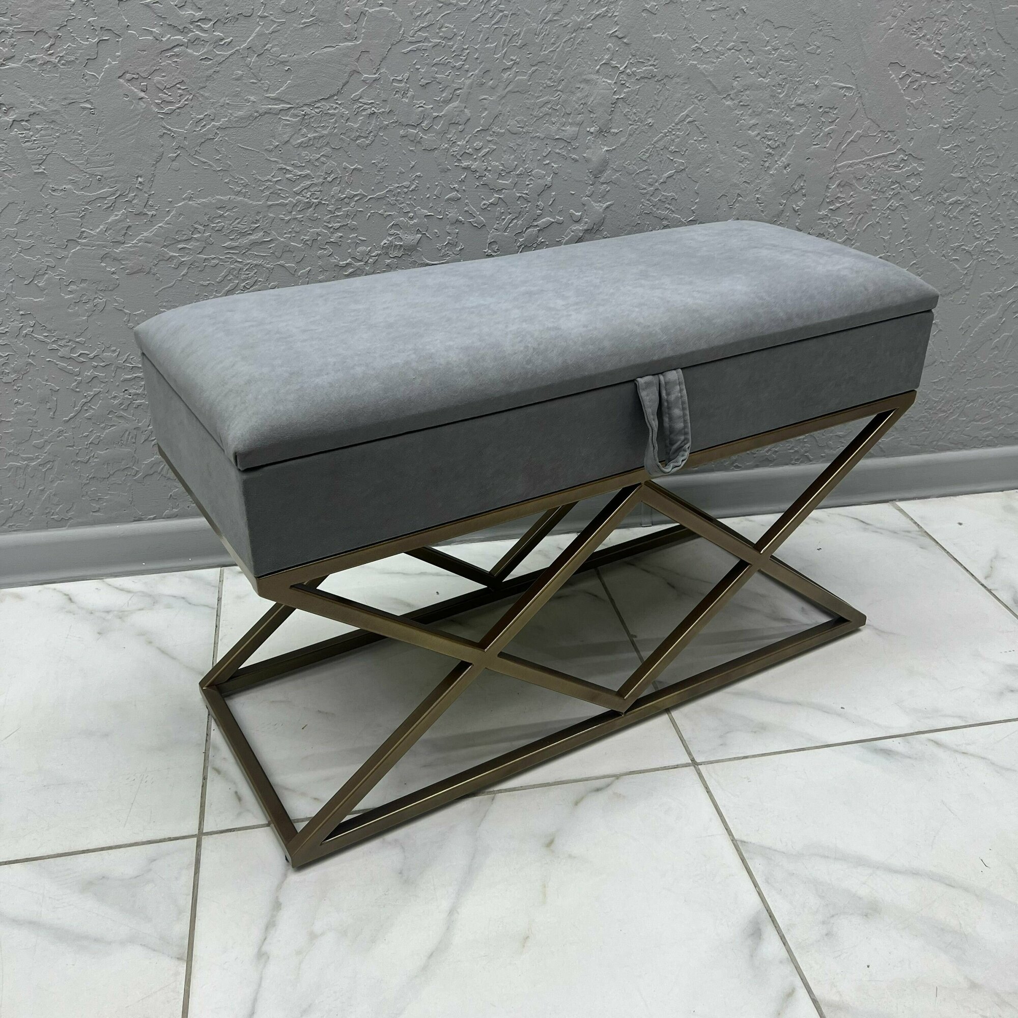 Банкетка с ящиком в прихожую для обуви 90х35х55 см STEEL MEBEL (БРБ-001)