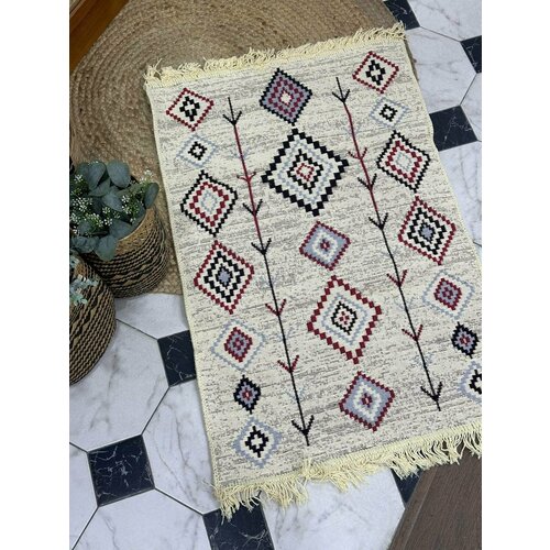 Хлопковый двусторонний ковер бежево-черный размером 60x90 SEA HOME