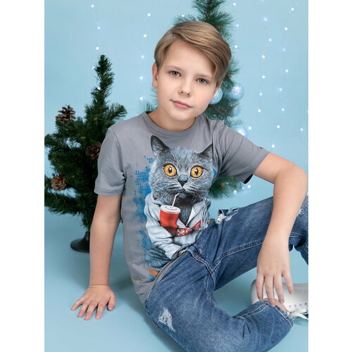 фото Футболка , размер 128/134, серый mixfix