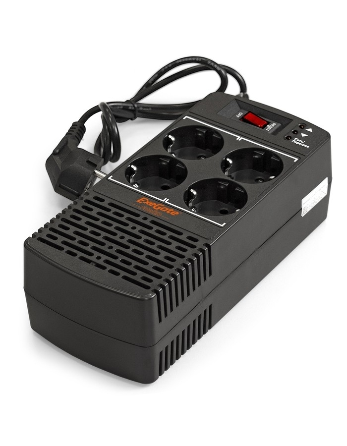 Exegate EP285940RUS Стабилизатор ExeGate Power AD5000-1200 (1200VA/600W, диапазон 150.280В, 4 евророзетки)