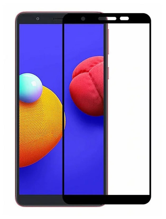 Защитное стекло 3D для Samsung Galaxy A01 Core, прозрачное с черной рамкой