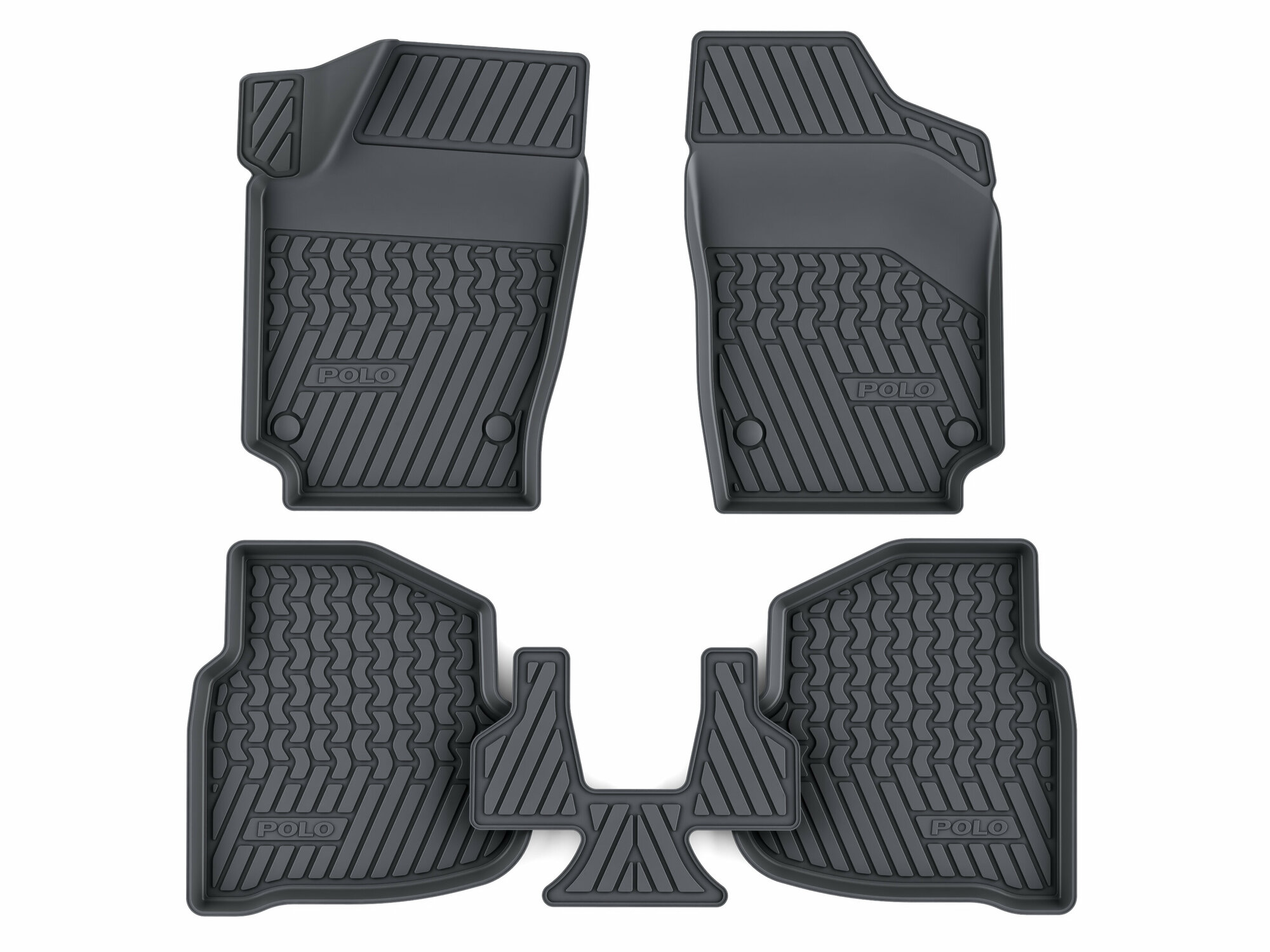 фото Ковры в салон авто/ коврики салона резиновые Volkswagen Polo V / Фольксваген Поло 5 2009 - 2020/ комплект 4 шт
