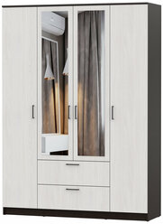 Шкаф четырехстворчатый для одежды "Виста 1", 220х160х50 см, 4 двери, 6 секций, 8 полок, 2 ящика
