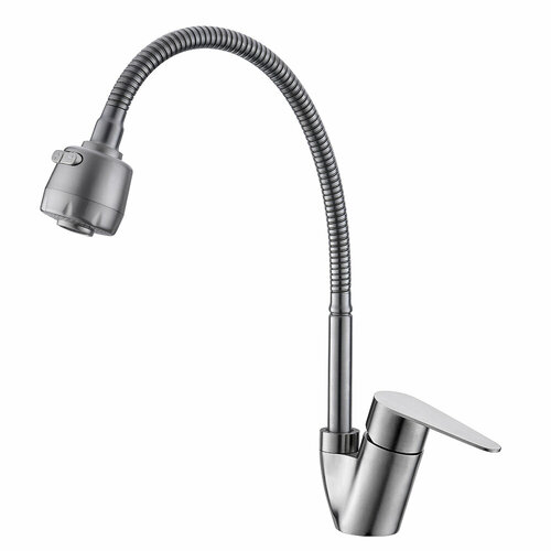 Смеситель для кухни Corsa Deco Light сталь с гибким изливом однорычажный (966365)