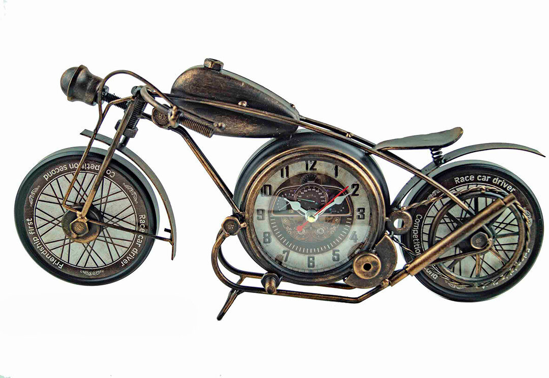 Мотоцикл с часами, 43х20х7 см, металл