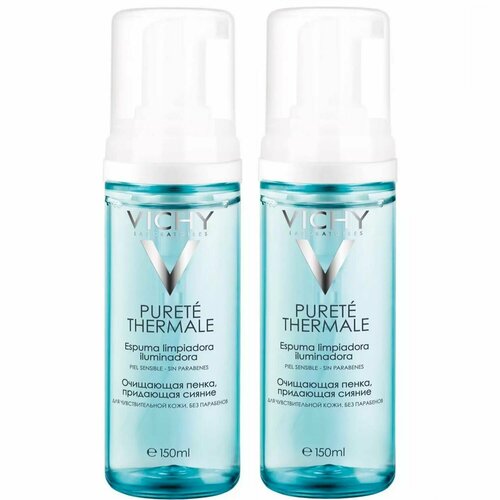 Vichy Увлажняющая пенка для умывания Purete Thermal, 2 х 150 мл пенка для умывания увлажняющая улучшающая цвет лица purete thermal 150 мл