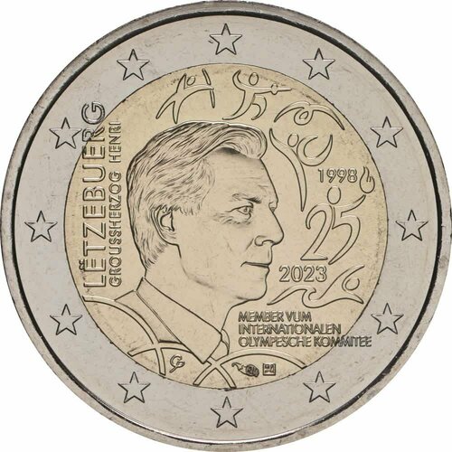 монета 2 евро 175 лет со дня смерти великого герцога гийома i люксембург 2018 г в состояние unc из ролла Люксембург 2 евро 2023 Олимпийский комитет