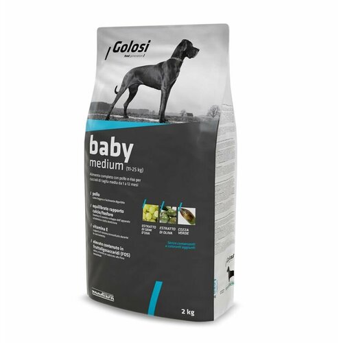 Корм для щенков GOLOSI для средних пород, курица сух. 2 кг.