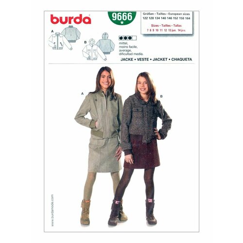 Выкройка Burda 9666 Жакет на молнии выкройка burda 6667 жакет