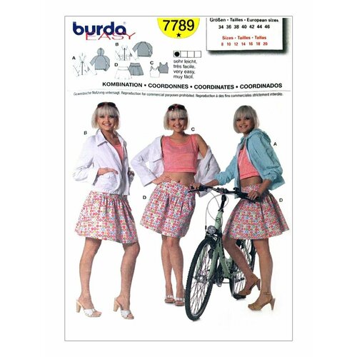 Выкройка Burda 7789 Комплект: жакет, юбка, топ выкройка burda 7789 комплект жакет юбка топ