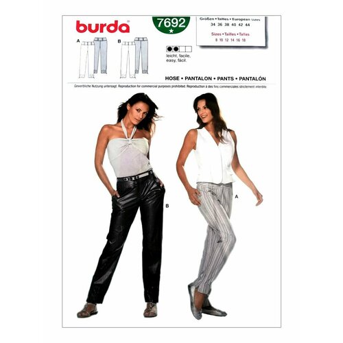 Выкройка Burda 7692 Брюки выкройка burda 6837 брюки галифе