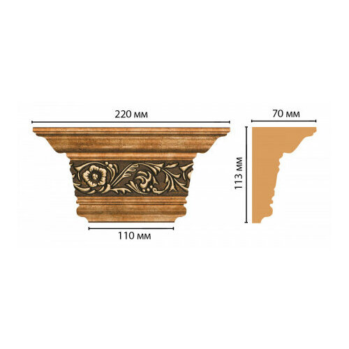 капитель decomaster 92815 2l в190хш203хд67 мм декомастер Капитель Decomaster D203-57 В220хШ113хД70 мм / Декомастер.