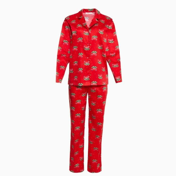 Пижама новогодняя женская KAFTAN Машинки, цвет красный, размер 44-46 - фотография № 6