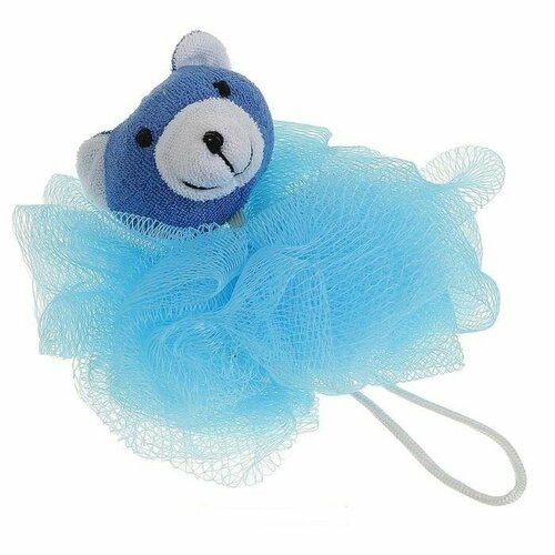 NataM Мочалка-Шар Медведь, голубая, d 9 см