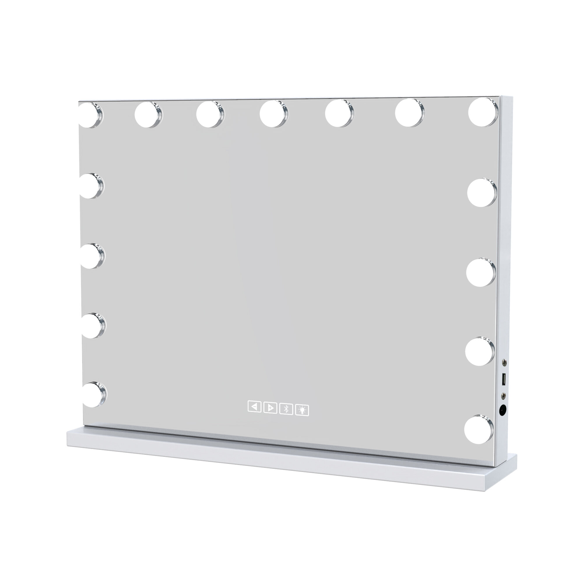 фото Профессиональное зеркало с подсветкой для макияжа 46х58 см c BLUETOOTH, настольное/настенное, DC117-15B серия HOLLYWOOD от FENCHILIN